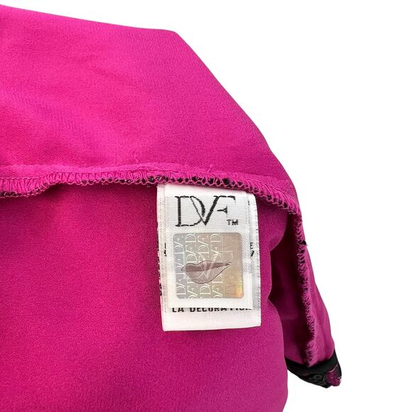 Diane Von Furstenberg Jewel Wrap‎ Dress Floral Embroidered Black Pink Size 8 - Picture 10 of 12